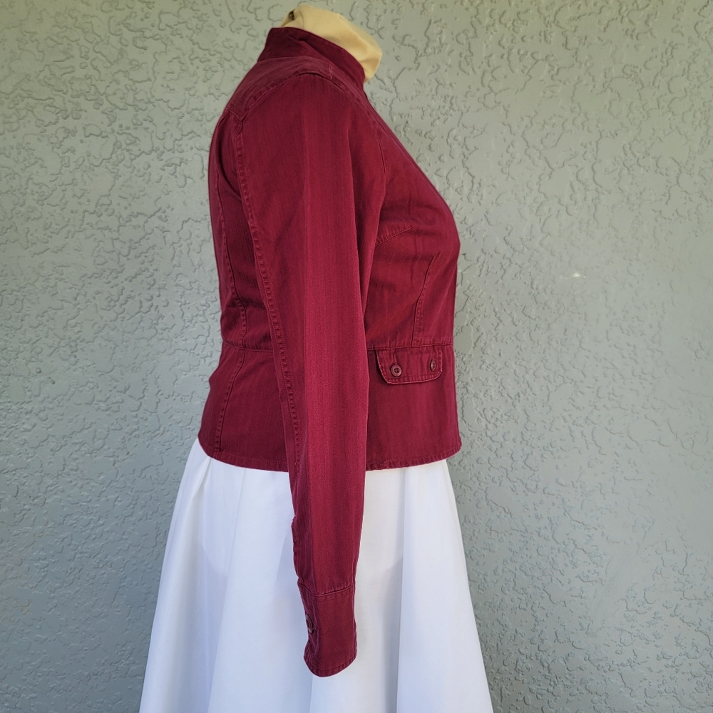 ❤️Red Burgundy Fall Jacket 100% Cotton Vintage Apt 9  sz Large Light Jacket EUC - Picture 3 of 12